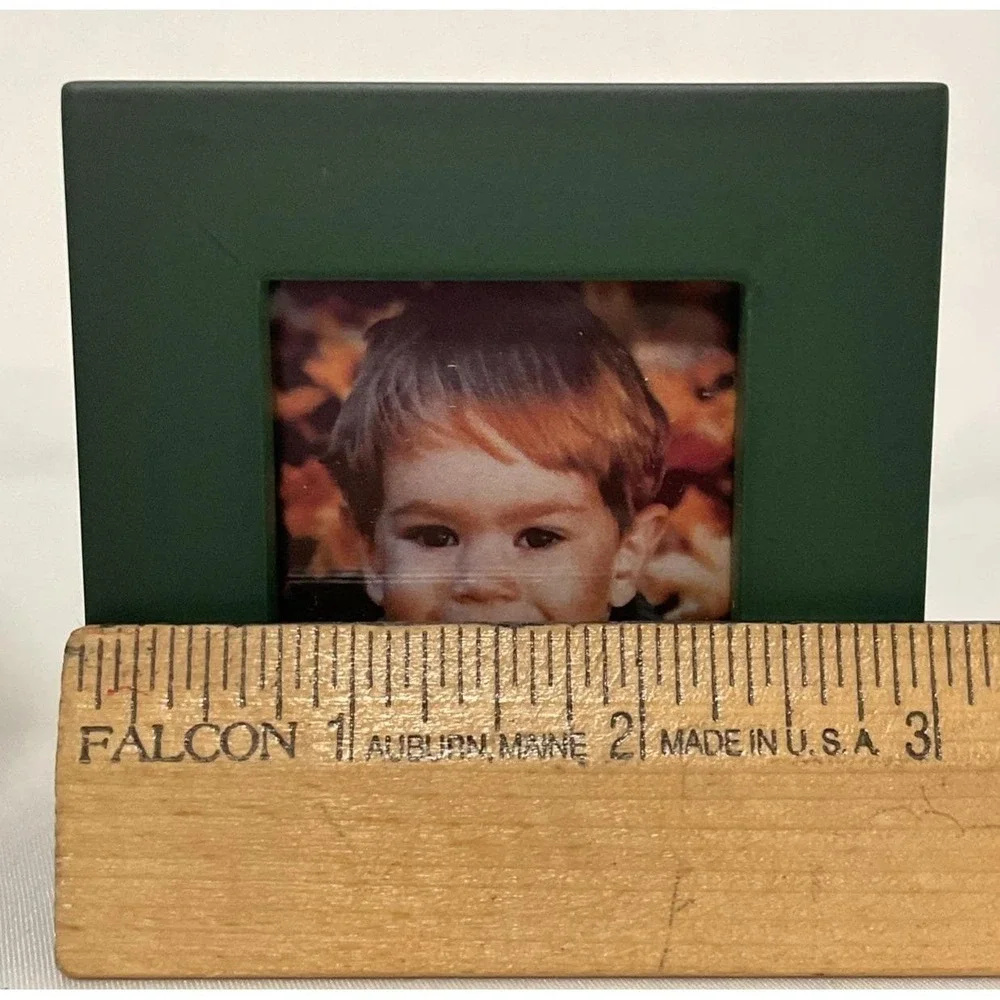 Vintage Dansk MCM Small Picture Frame Green Wood Cube 3 X 3 NEW IN BOX